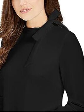 Calvin Klein Black Bow Shoulder Tie Blouse